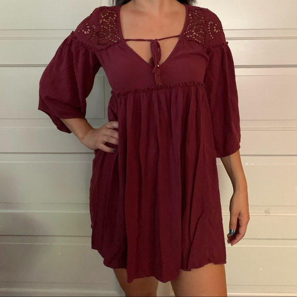 American Eagle Outfitters Dresses & Skirts - American Eagle Maroon Babydoll dress